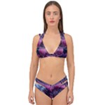 Landscape Landscape Painting Purple Purple Trees Double Strap Halter Bikini Set