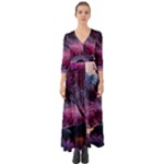 Landscape Landscape Painting Purple Purple Trees Button Up Boho Maxi Dress