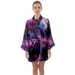 Landscape Landscape Painting Purple Purple Trees Long Sleeve Satin Kimono