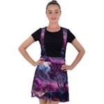 Landscape Landscape Painting Purple Purple Trees Velvet Suspender Skater Skirt