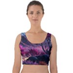 Landscape Landscape Painting Purple Purple Trees Velvet Crop Top