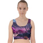 Landscape Landscape Painting Purple Purple Trees Velvet Racer Back Crop Top