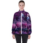 Landscape Landscape Painting Purple Purple Trees Women s High Neck Windbreaker