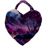 Landscape Landscape Painting Purple Purple Trees Giant Heart Shaped Tote