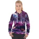 Landscape Landscape Painting Purple Purple Trees Women s Overhead Hoodie