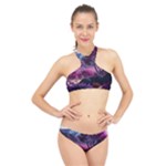 Landscape Landscape Painting Purple Purple Trees High Neck Bikini Set