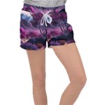 Landscape Landscape Painting Purple Purple Trees Velour Lounge Shorts