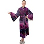 Landscape Landscape Painting Purple Purple Trees Maxi Velour Kimono