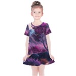 Landscape Landscape Painting Purple Purple Trees Kids  Simple Cotton Dress