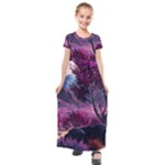 Landscape Landscape Painting Purple Purple Trees Kids  Short Sleeve Maxi Dress