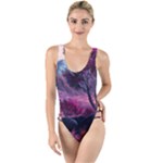 Landscape Landscape Painting Purple Purple Trees High Leg Strappy Swimsuit