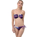 Landscape Landscape Painting Purple Purple Trees Twist Bandeau Bikini Set