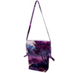 Landscape Landscape Painting Purple Purple Trees Folding Shoulder Bag