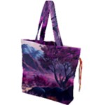 Landscape Landscape Painting Purple Purple Trees Drawstring Tote Bag