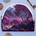 Landscape Landscape Painting Purple Purple Trees Horseshoe Style Canvas Pouch