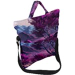 Landscape Landscape Painting Purple Purple Trees Fold Over Handle Tote Bag