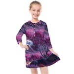 Landscape Landscape Painting Purple Purple Trees Kids  Quarter Sleeve Shirt Dress