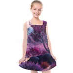 Landscape Landscape Painting Purple Purple Trees Kids  Cross Back Dress