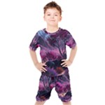 Landscape Landscape Painting Purple Purple Trees Kids  Tee and Shorts Set