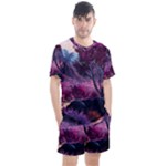 Landscape Landscape Painting Purple Purple Trees Men s Mesh Tee and Shorts Set