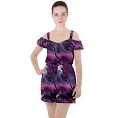 Ruffle Cut Out Chiffon Playsuit 