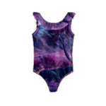 Landscape Landscape Painting Purple Purple Trees Kids  Frill Swimsuit