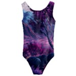 Landscape Landscape Painting Purple Purple Trees Kids  Cut-Out Back One Piece Swimsuit