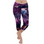 Landscape Landscape Painting Purple Purple Trees Lightweight Velour Capri Yoga Leggings