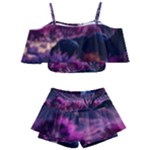 Landscape Landscape Painting Purple Purple Trees Kids  Off Shoulder Skirt Bikini