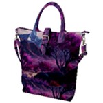 Landscape Landscape Painting Purple Purple Trees Buckle Top Tote Bag