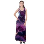 Landscape Landscape Painting Purple Purple Trees Sleeveless Velour Maxi Dress