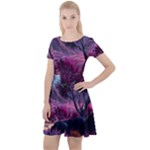 Landscape Landscape Painting Purple Purple Trees Cap Sleeve Velour Dress 