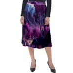 Landscape Landscape Painting Purple Purple Trees Classic Velour Midi Skirt 