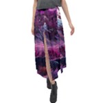 Landscape Landscape Painting Purple Purple Trees Velour Split Maxi Skirt