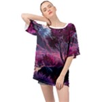 Landscape Landscape Painting Purple Purple Trees Oversized Chiffon Top