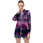 Landscape Landscape Painting Purple Purple Trees Long Sleeve Satin Shirt