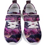 Landscape Landscape Painting Purple Purple Trees Kids  Velcro Strap Shoes