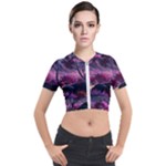 Landscape Landscape Painting Purple Purple Trees Short Sleeve Cropped Jacket