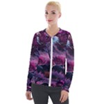 Landscape Landscape Painting Purple Purple Trees Velvet Zip Up Jacket