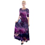 Landscape Landscape Painting Purple Purple Trees Half Sleeves Maxi Dress