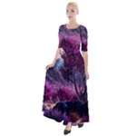 Landscape Landscape Painting Purple Purple Trees Half Sleeves Maxi Dress