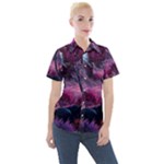 Landscape Landscape Painting Purple Purple Trees Women s Short Sleeve Pocket Shirt