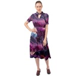 Landscape Landscape Painting Purple Purple Trees Keyhole Neckline Chiffon Dress