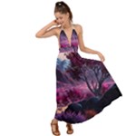 Landscape Landscape Painting Purple Purple Trees Backless Maxi Beach Dress