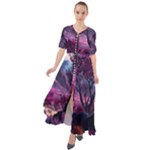 Landscape Landscape Painting Purple Purple Trees Waist Tie Boho Maxi Dress