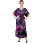 Landscape Landscape Painting Purple Purple Trees V-Neck Boho Style Maxi Dress