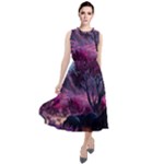 Landscape Landscape Painting Purple Purple Trees Round Neck Boho Dress