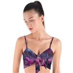 Landscape Landscape Painting Purple Purple Trees Woven Tie Front Bralet