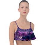 Landscape Landscape Painting Purple Purple Trees Frill Bikini Top