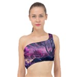 Landscape Landscape Painting Purple Purple Trees Spliced Up Bikini Top 